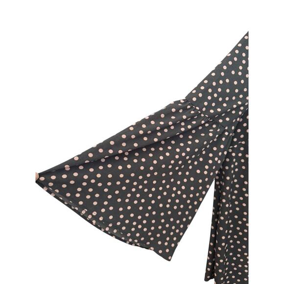 Boden Delia Top Women’s Size 8 Black Pink Polka Dot Bell Sleeve Blouse - Picture 4 of 11